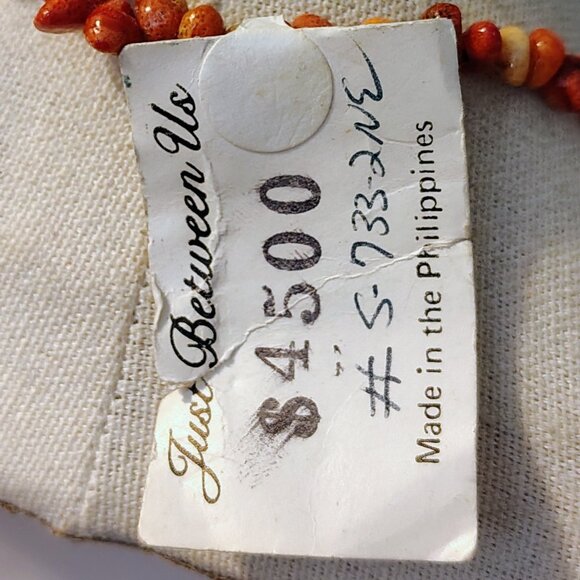 Vtg MCM Necklace Estate Jewelry Amber Seahorse Stone Resin & Wood Signed Tag - Picture 6 of 9